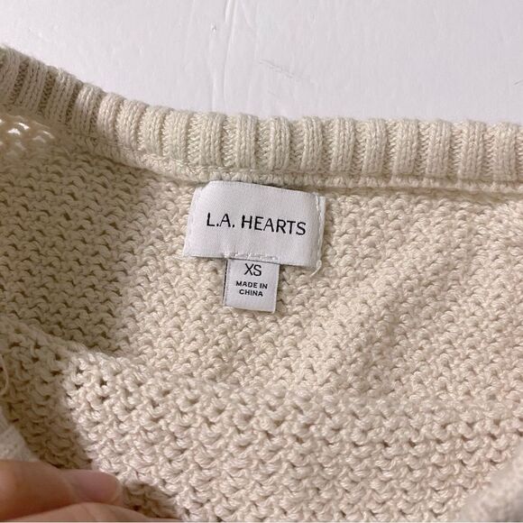 L.A. Hearts Pacsun Sea Breeze Open Stitch knit Sweater ivory cotton beachy XS - Picture 5 of 9